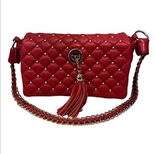 BEBE Label Studded Shoulder Bag with Front Tassel